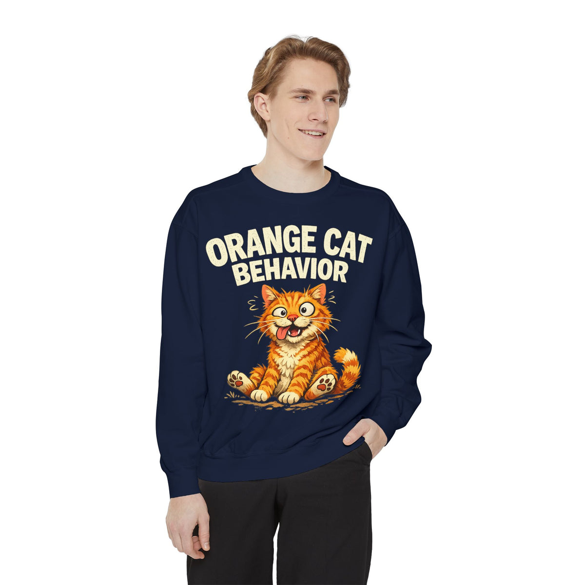 Orange Cat Behavior Sweatshirt — Cute Ginger Kitty Graphic Pullover