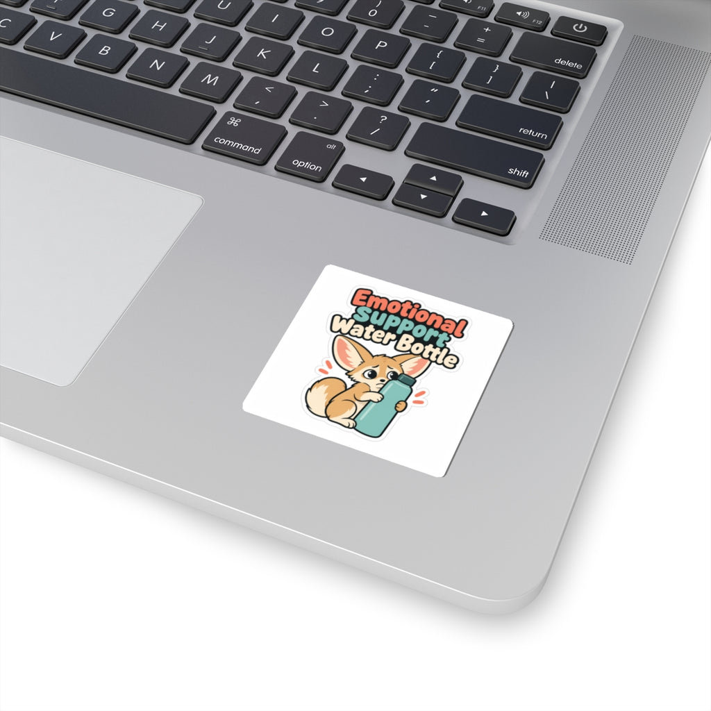 Emotional Support Water Bottle Sticker, Funny Water Bottle Decal, Cute Fennec Fox Laptop Sticker
