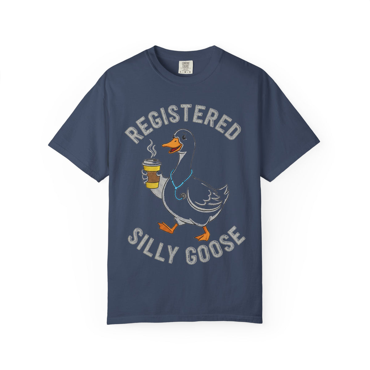 Registered Silly Goose Coffee Cup Shirt, Faux Stitch Nurse Goose Tee, Funny Nurse Shirt, RN Gift