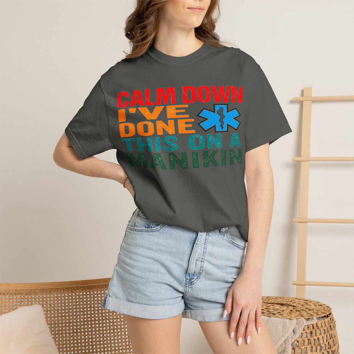Calm Down I've Done This On A Manikin Bold Shirt, Funny EMT Tee, Nursing Student Humor Shirt, EMS Gift