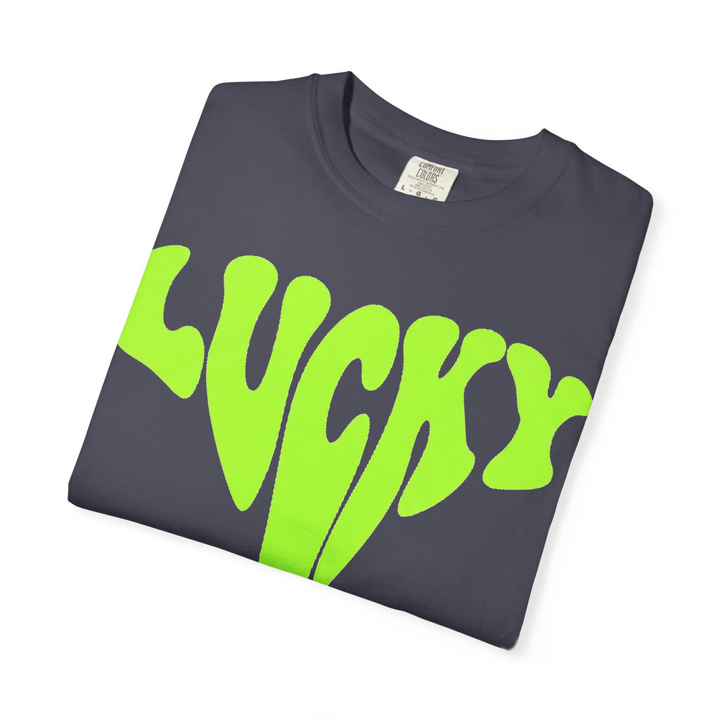 Lucky Drip Shirt, Neon Psychedelic Lettering Tee, Trippy St Patricks Day Shirt, Rave Gift