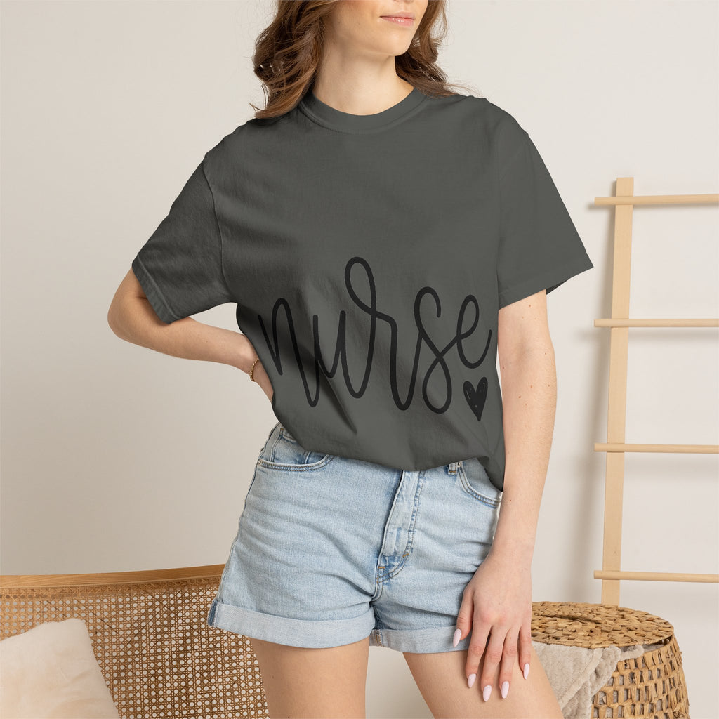 Nurse Script Shirt, Hand Lettered Nurse Heart Tee, Minimal RN Shirt, Nurse Gift