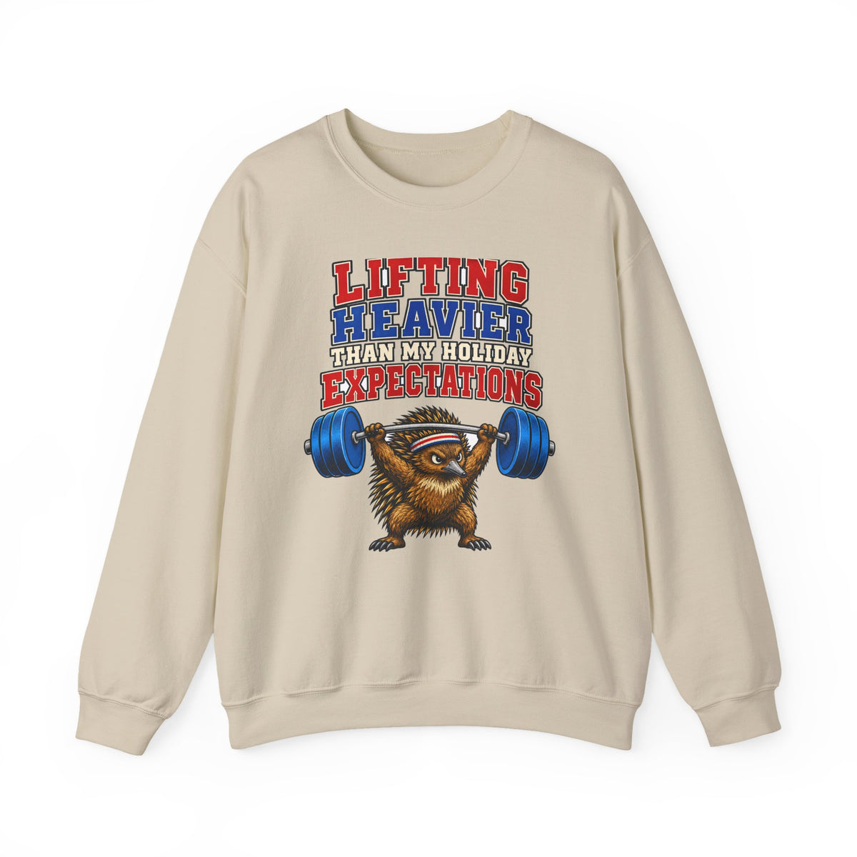 Funny Gym Sweatshirt Lifting Heavier Than My Holiday Expectations Shirt, Funny Gym Lover Gift, Christmas Gift, Funny Tee