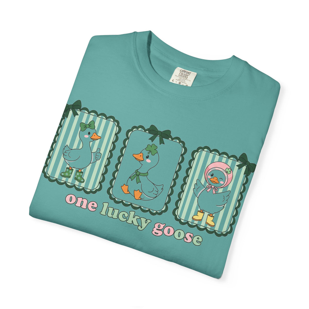 One Lucky Goose Tall Shirt, Three Panel Irish Goose Tee, Cute St Patricks Day Shirt, Shamrock Gift