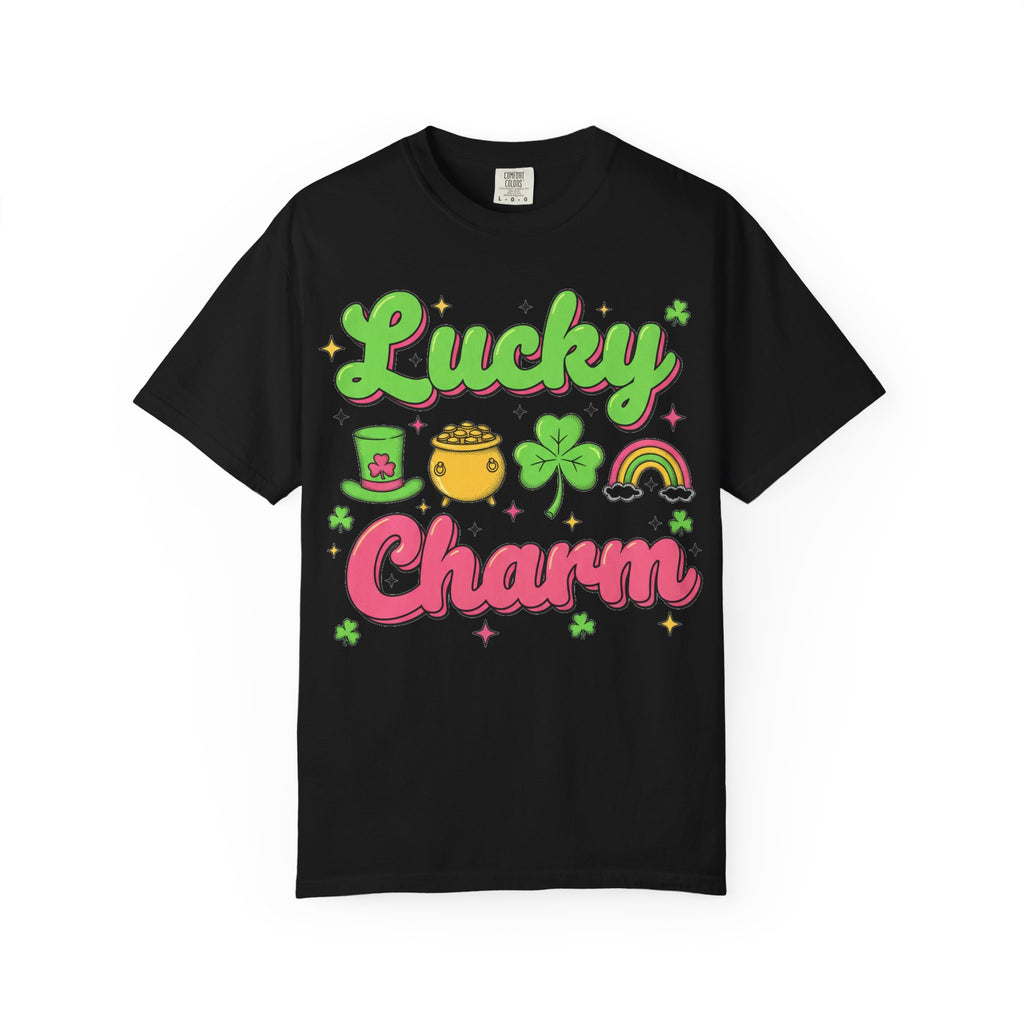 Lucky Charm Pink Shirt, Groovy St Patricks Day Tee, Rainbow Clover Shirt, Irish Gift