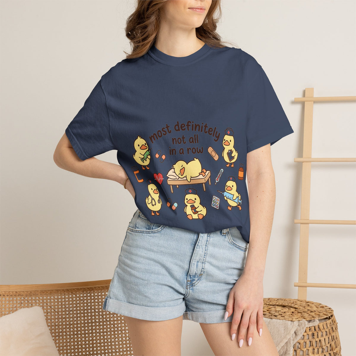 Most Definitely Not All In A Row Shirt, Funny Nurse Duck Tee, Cute Duckling Nurse Shirt, RN Gift
