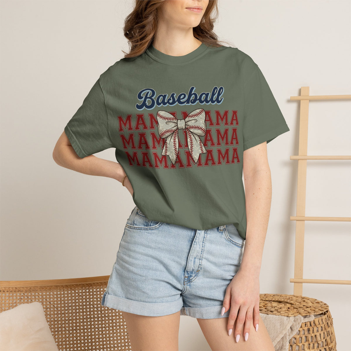 Baseball Mama Shirt, Stacked Varsity Mama Tee, Baseball Bow Mom Shirt, Game Day Baseball Mom Gift