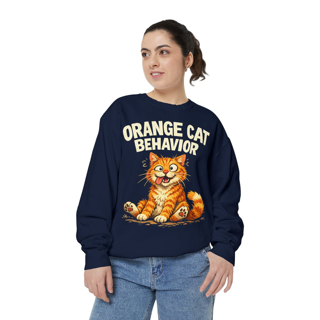 Orange Cat Behavior Sweatshirt — Cute Ginger Kitty Graphic Pullover