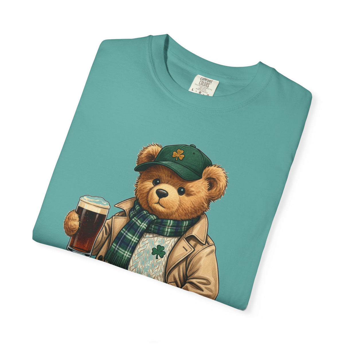 Irish Teddy Bear Trench Coat Shirt, Flat Cap Bear Stout Pint Tee, St Patricks Day Shirt, Irish Gift