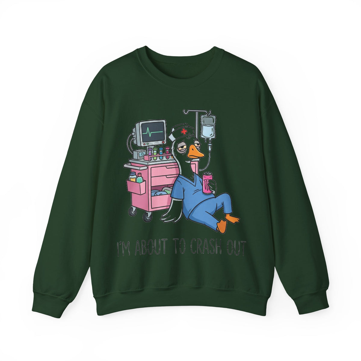 I'm About To Crash Out Nurse Goose Sweatshirt, Funny Burnt Out Nurse Sweatshirt, Night Shift Nurse Gift, Sarcastic RN Humor Sweatshirt, Goos