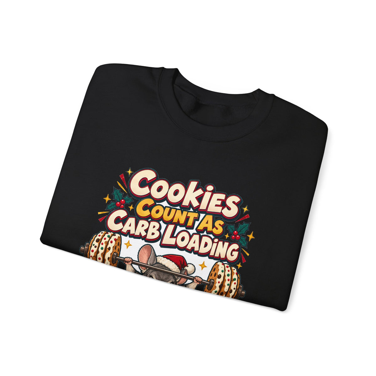 Funny Gym Christmas Sweatshirt Cookies Count As Carb Loading Shirt, Funny Holiday Gift Tee, Christmas Gift Idea