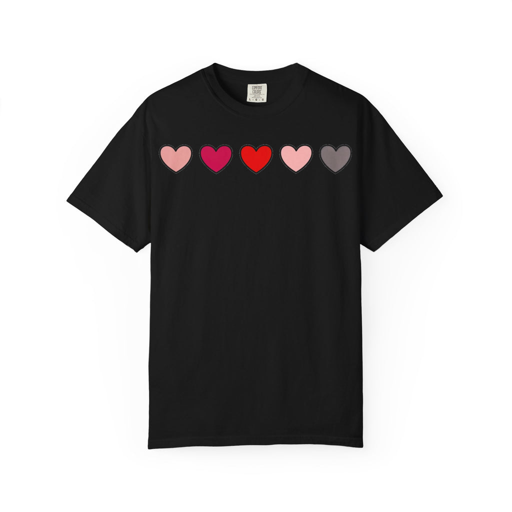 Row Of Hearts Shirt, Minimal Pink Heart Line Tee, Simple Valentine Shirt, Galentines Gift