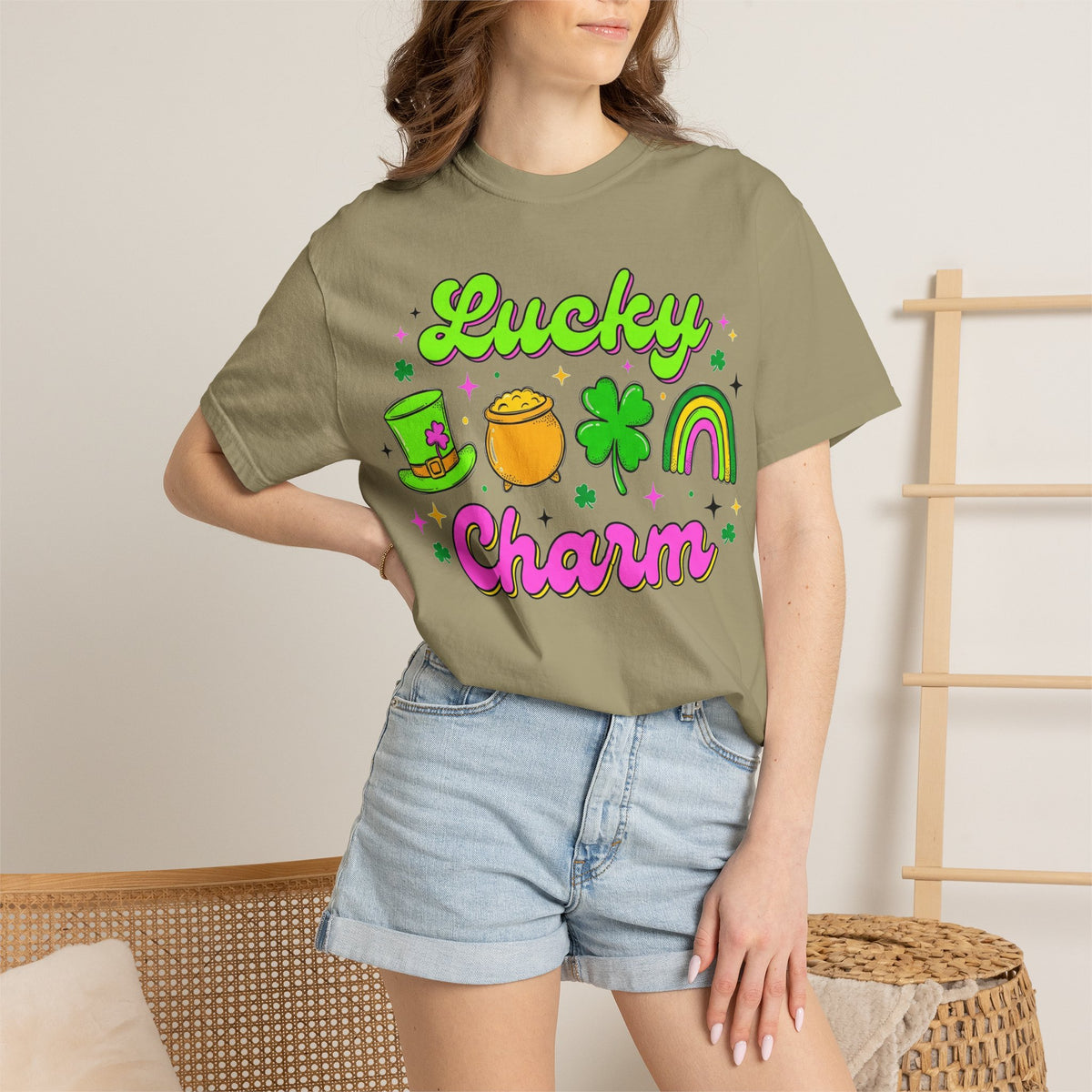 Lucky Charm Shirt, Retro St Patricks Day Doodle Tee, Pot Of Gold Rainbow Shirt, Irish Gift