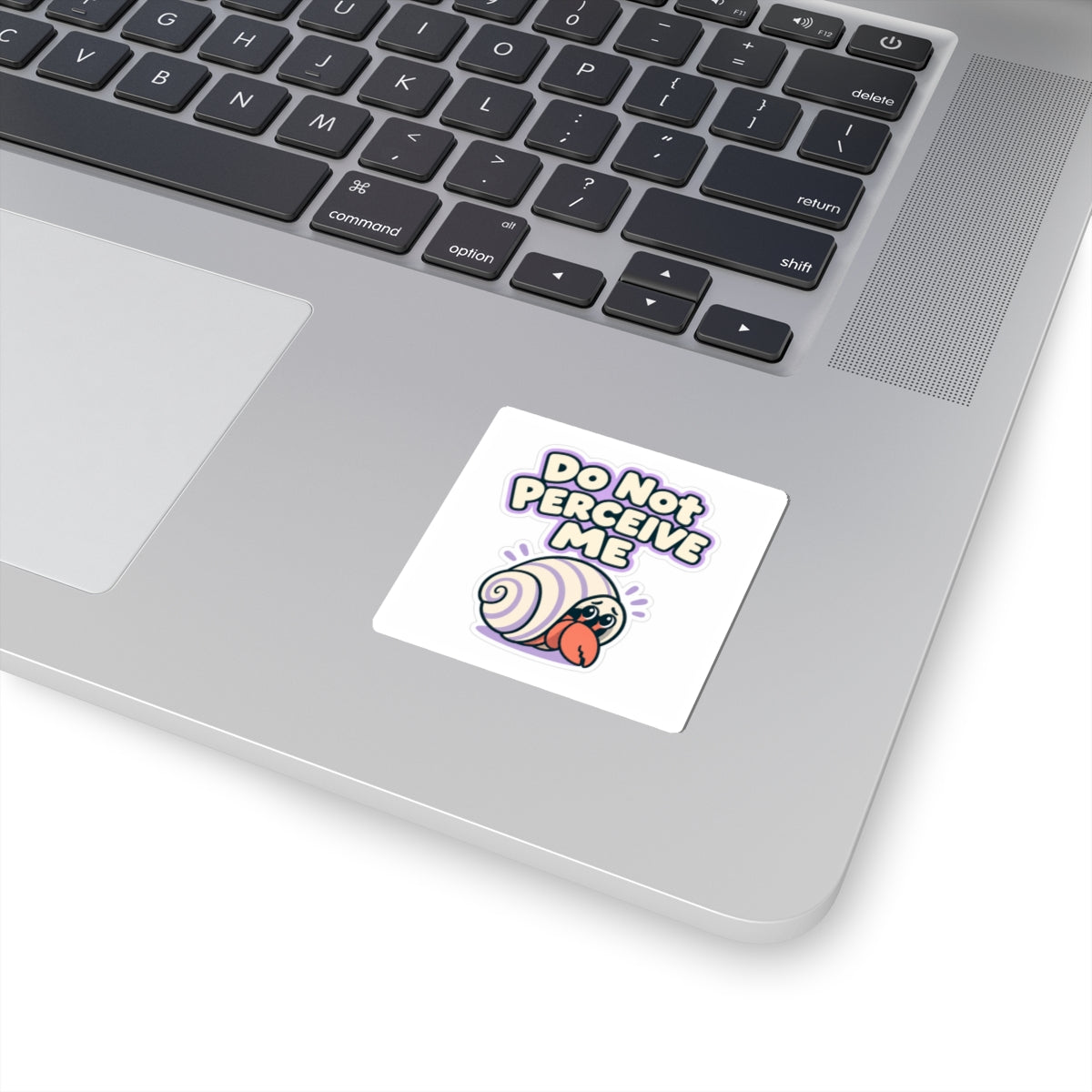Do Not Perceive Me Sticker, Funny Introvert Decal, Cute Hermit Crab Laptop Sticker