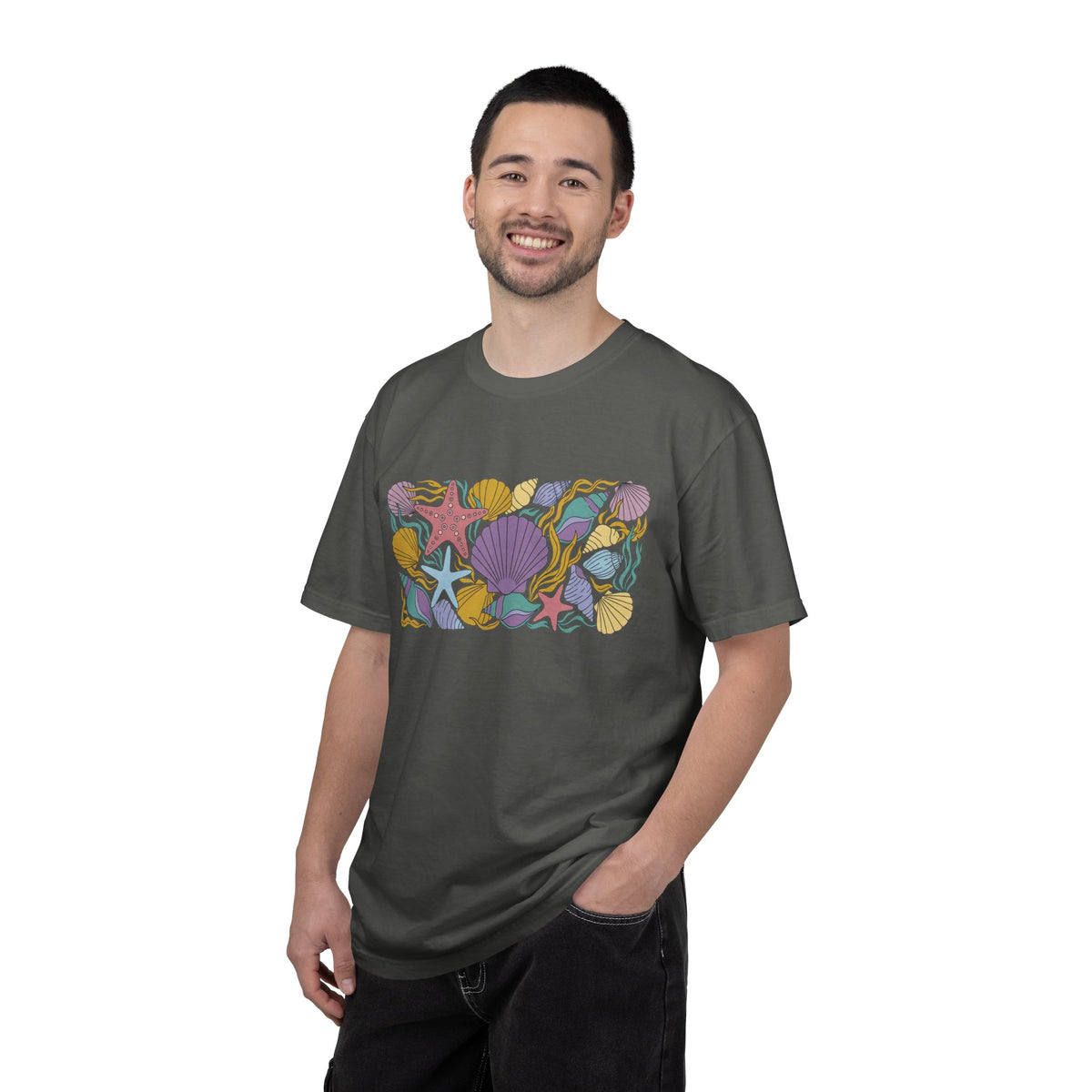 Seashell Starfish Shirt, Pastel Beach Shell Collage Tee, Coastal Summer Shirt, Beach Lover Gift
