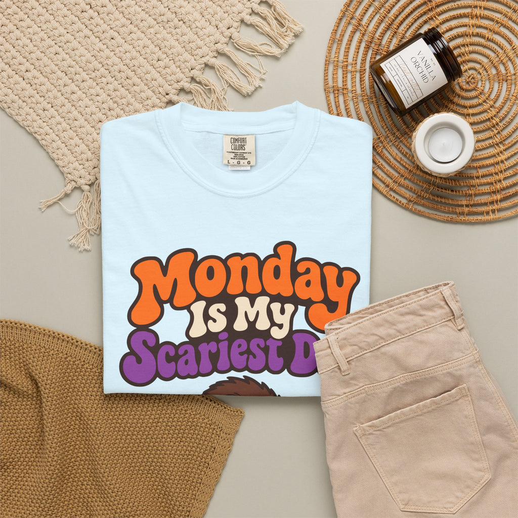 Monday Is My Scariest Day Halloween Shirt, Funny Spider Coffee Tee, Retro Spooky Humor