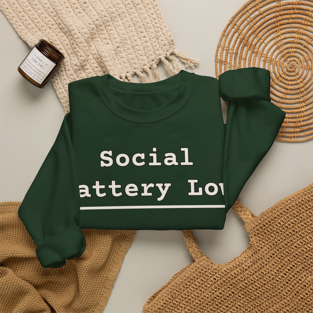 Introvert Sweatshirts For Men Social Battery Low | Funny Introvert Sweatshirt | Sarcastic Quote Sweatshirt | Gift