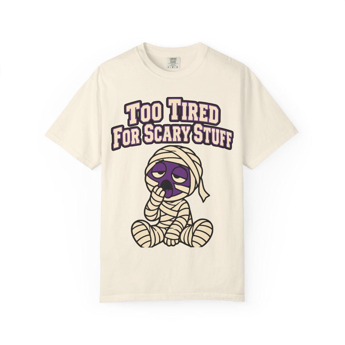 Too Tired For Scary Stuff Halloween Shirt, Funny Mummy Tee, Retro Spooky Humor