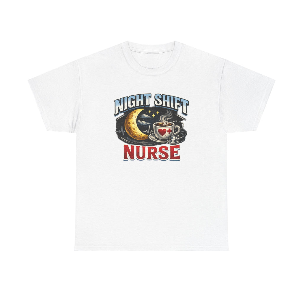 Night Shift Nurse T‑Shirt - Cute Moon & Coffee Graphic Tee for Nurses