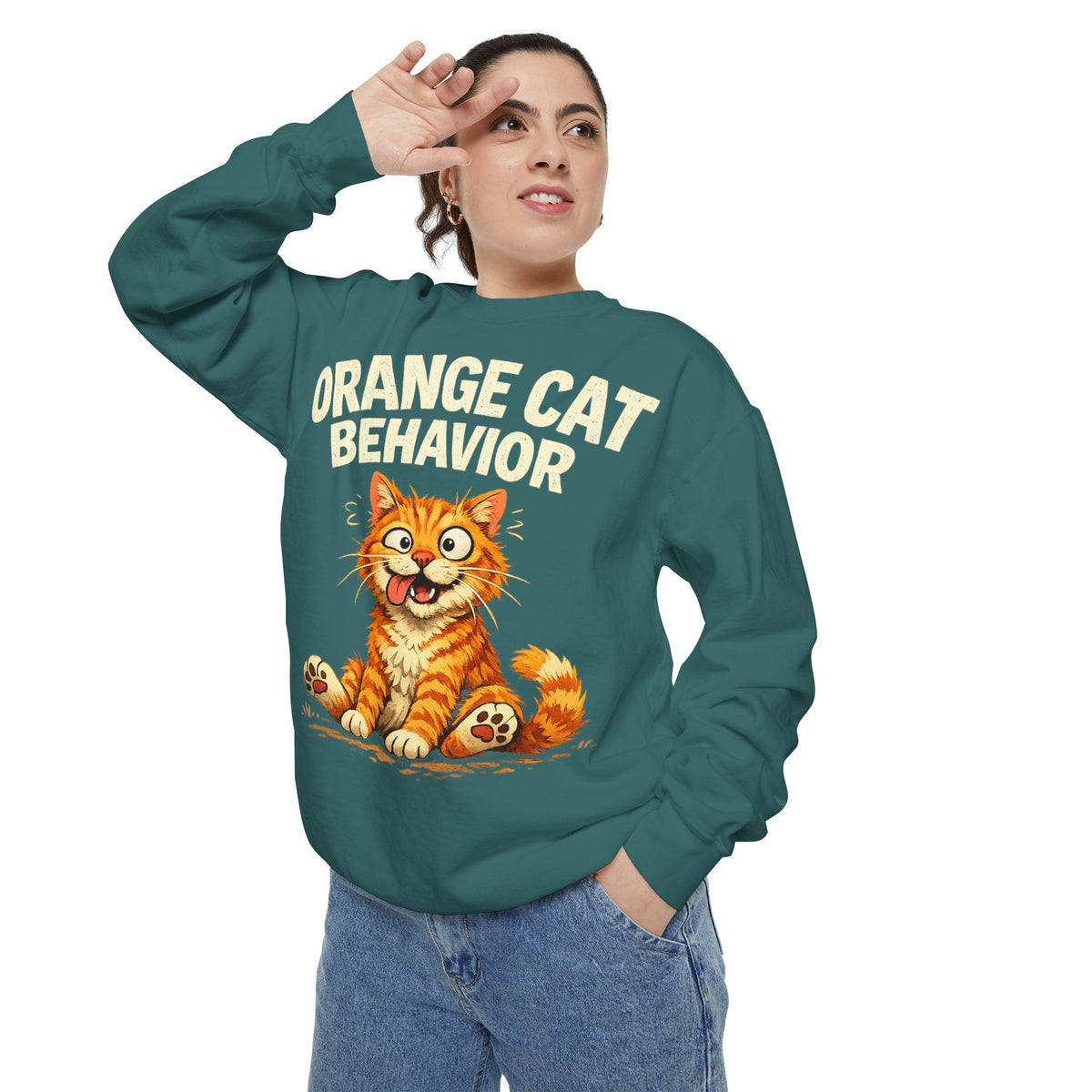 Orange Cat Behavior Sweatshirt — Cute Ginger Kitty Graphic Pullover