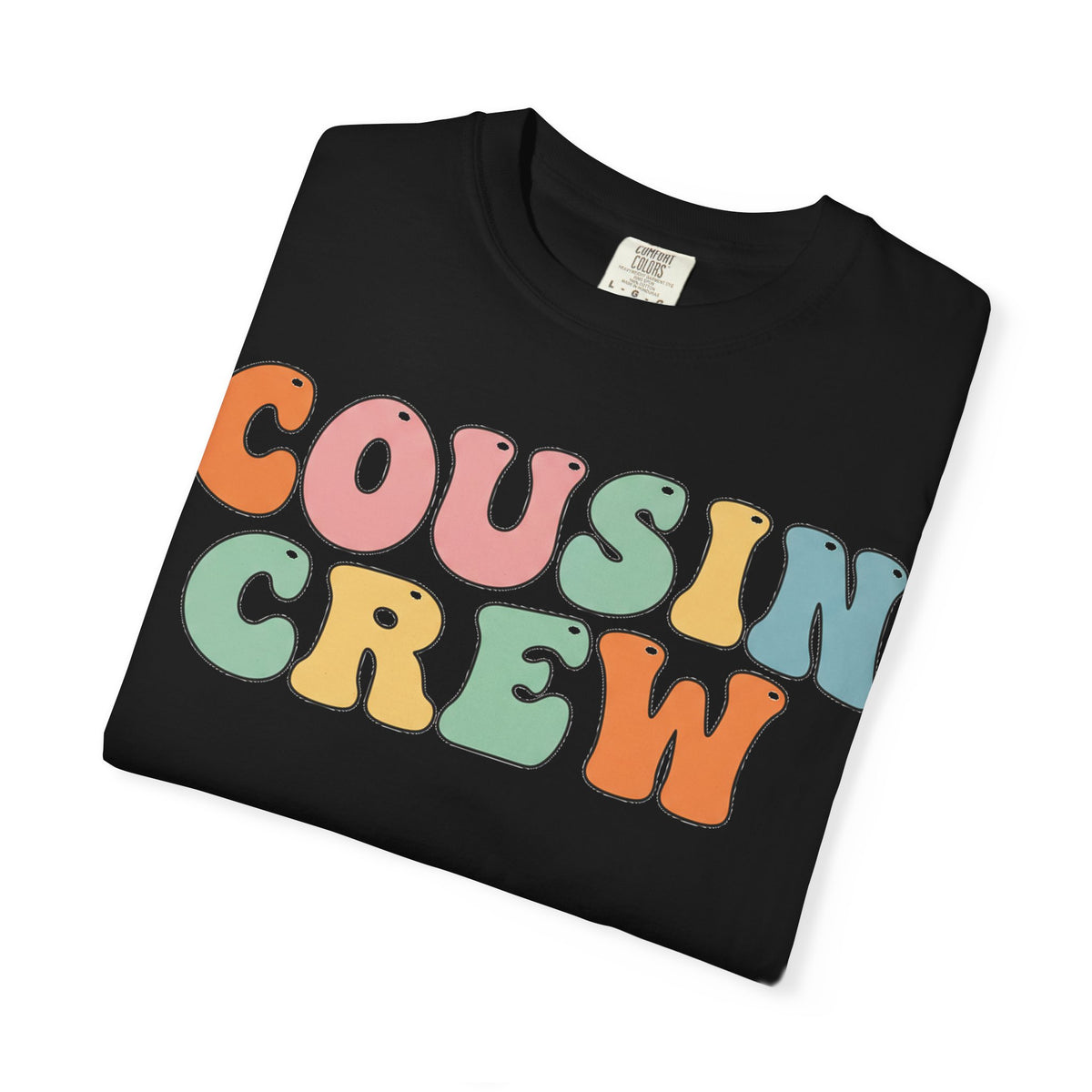 Cousin Crew Stacked Shirt, Groovy Retro Pastel Tee, Matching Cousins Reunion Shirt, Family Gift