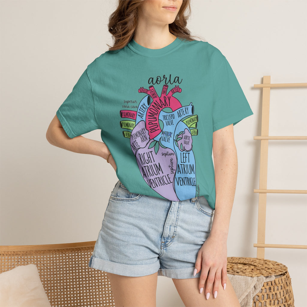 Labelled Heart Anatomy Shirt, Pastel Cardiac Diagram Tee, Nursing School Shirt, Cardiology Gift