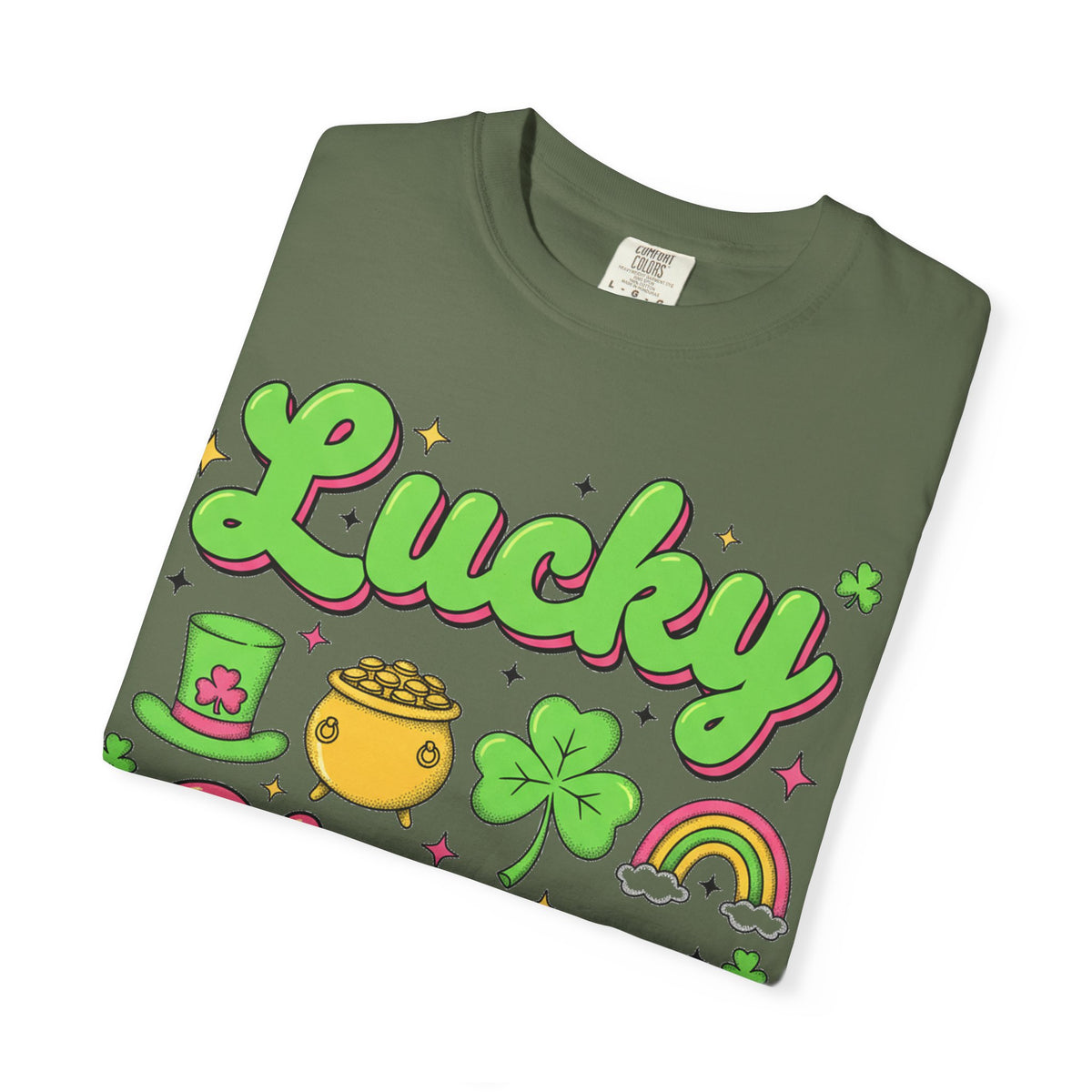 Lucky Charm Pink Shirt, Groovy St Patricks Day Tee, Rainbow Clover Shirt, Irish Gift