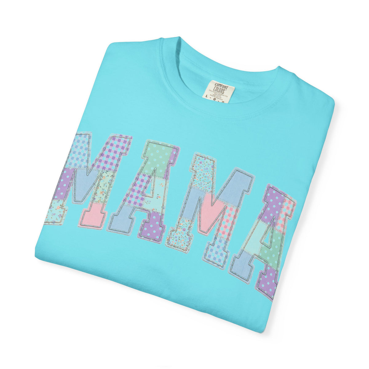 Mama Patchwork Shirt, Pastel Faux Applique Varsity Tee, Shabby Chic Mom Shirt, Mothers Day Gift