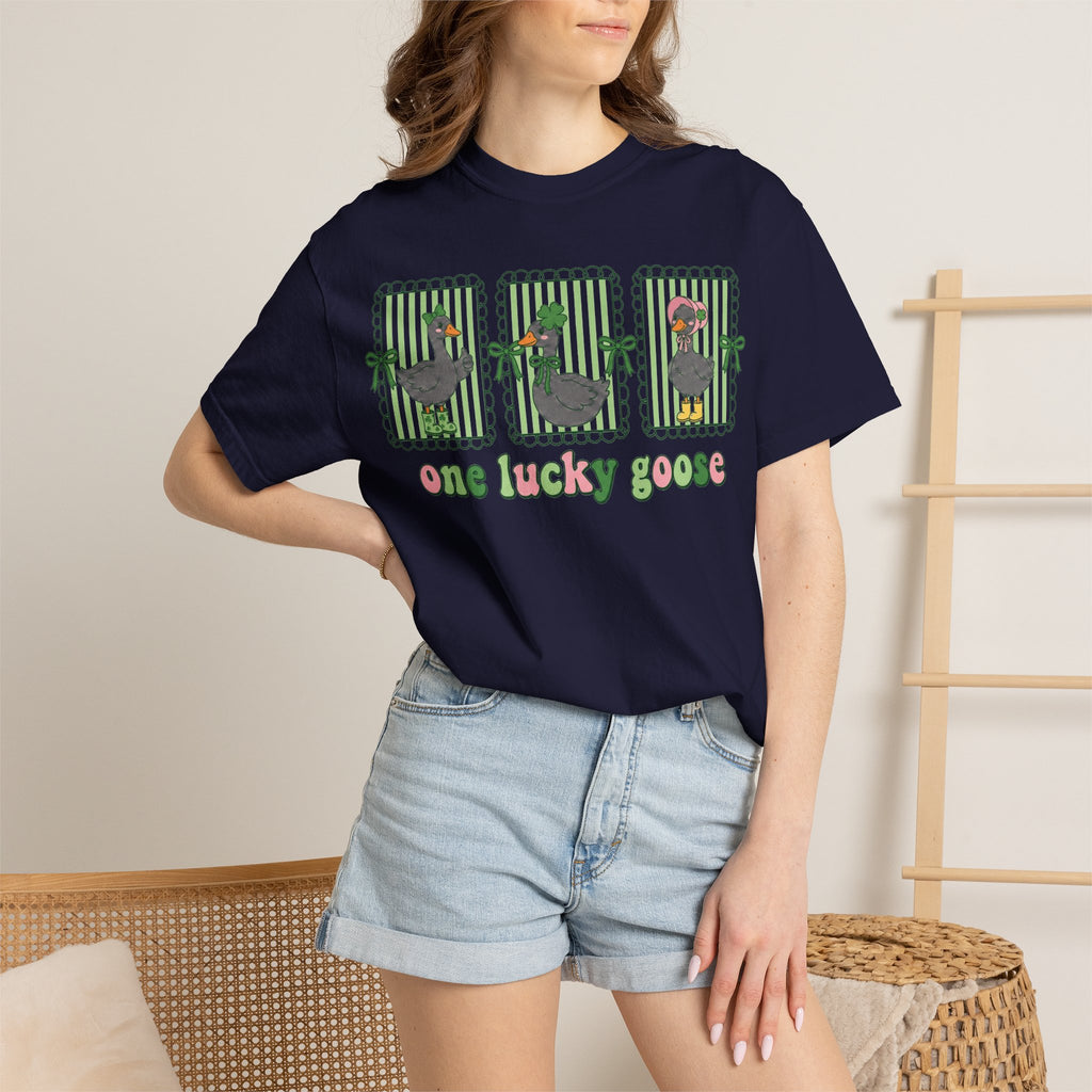 One Lucky Goose Shirt, St Patricks Day Goose Trio Tee, Funny Irish Shirt, Shamrock Gift
