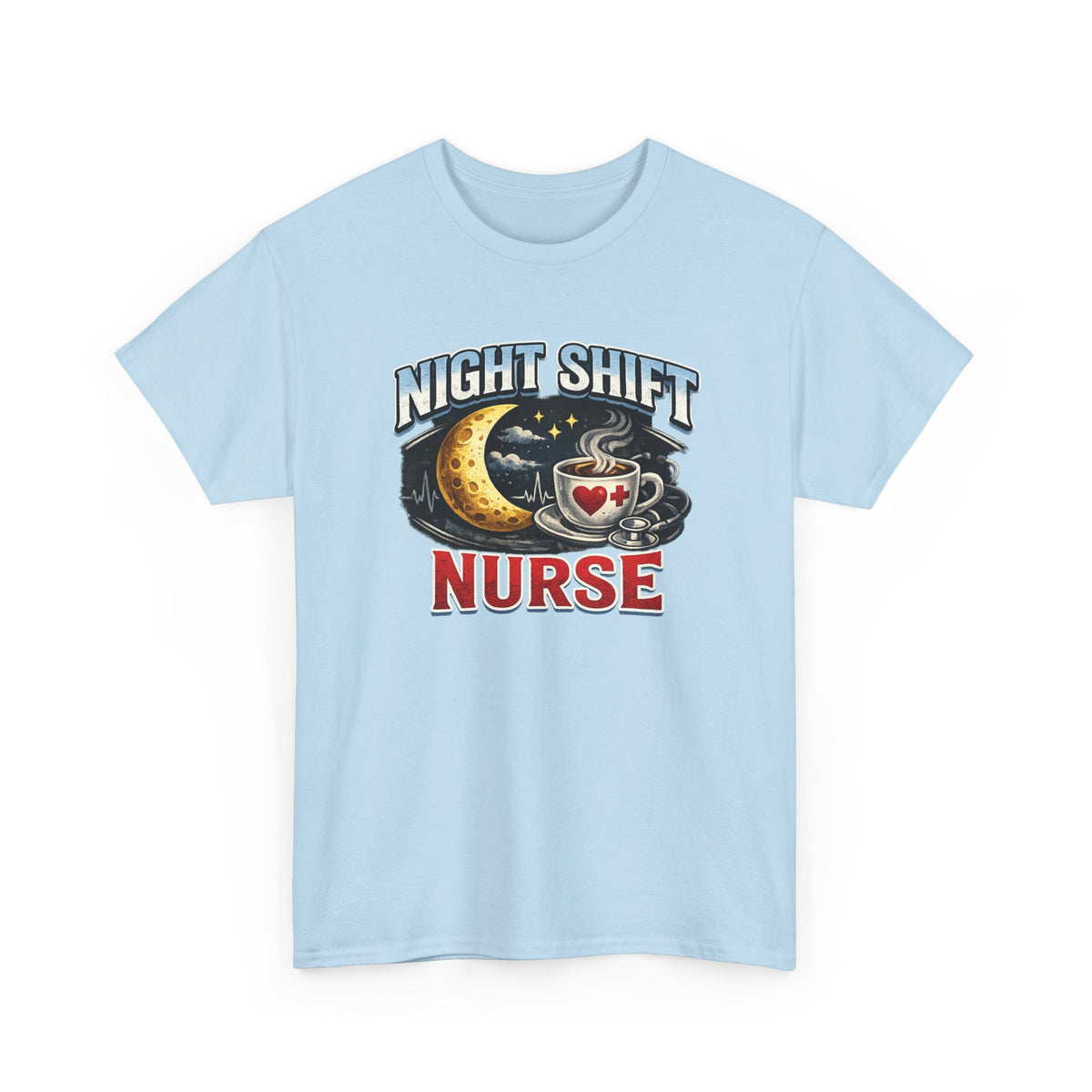 Night Shift Nurse T‑Shirt - Cute Moon & Coffee Graphic Tee for Nurses