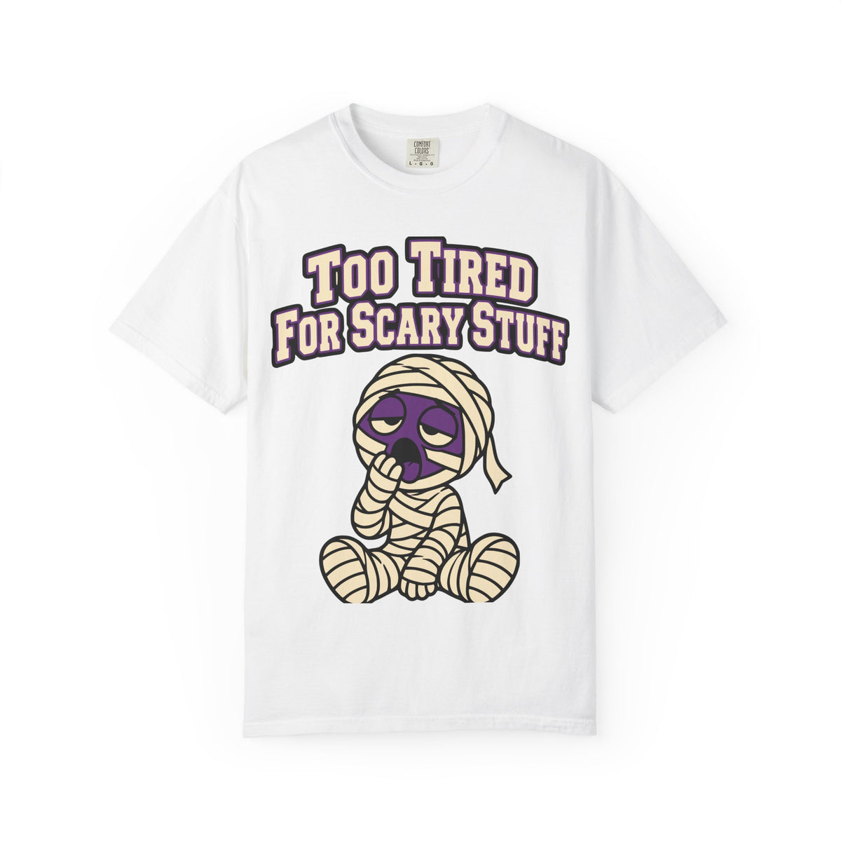 Too Tired For Scary Stuff Halloween Shirt, Funny Mummy Tee, Retro Spooky Humor