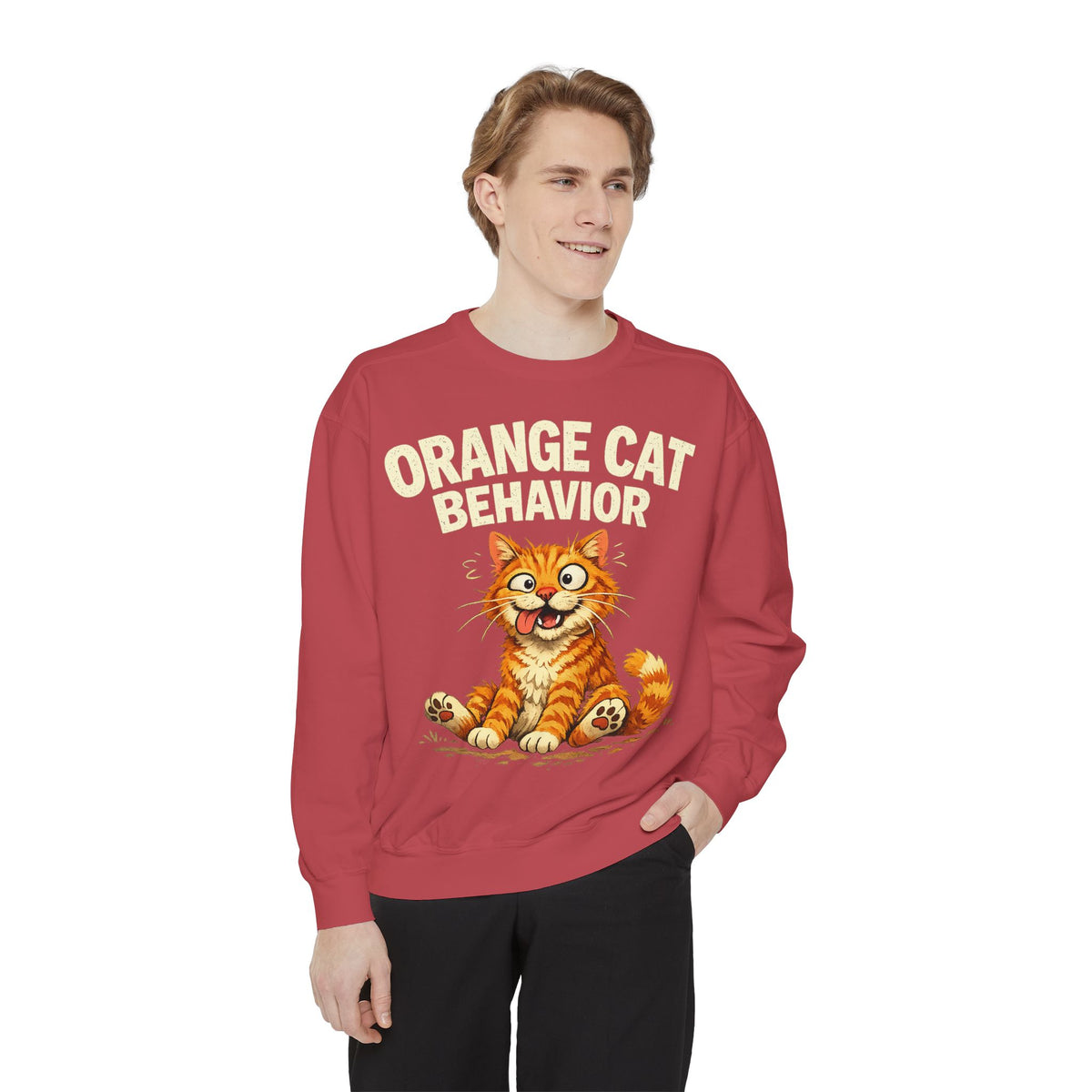Orange Cat Behavior Sweatshirt — Cute Ginger Kitty Graphic Pullover