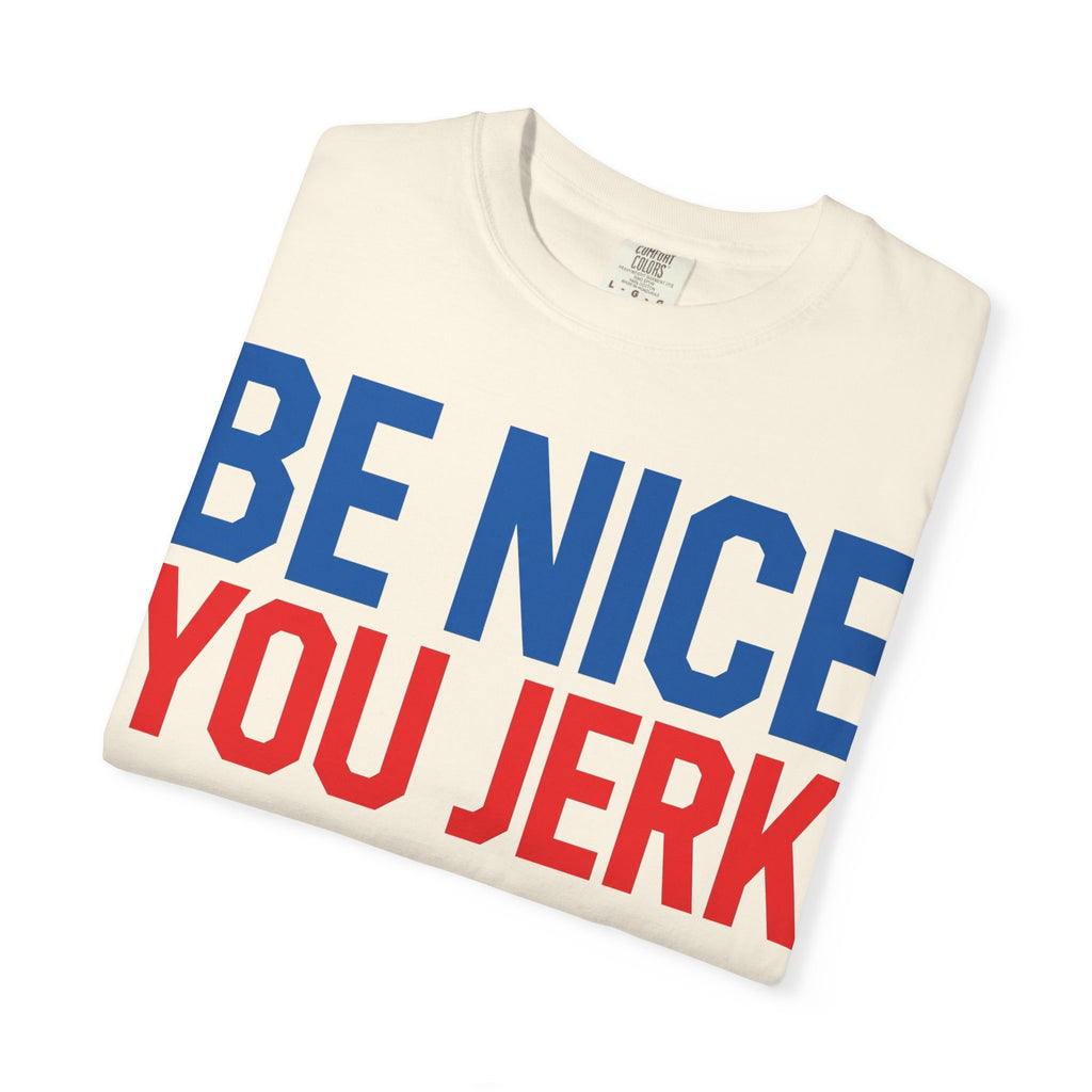 Be Nice You Jerk Shirt, Funny Sarcastic Quote Tee, Bold Retro Typography Shirt, Snarky Gift