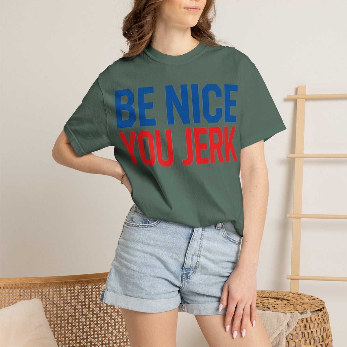 Be Nice You Jerk Shirt, Funny Sarcastic Quote Tee, Bold Retro Typography Shirt, Snarky Gift