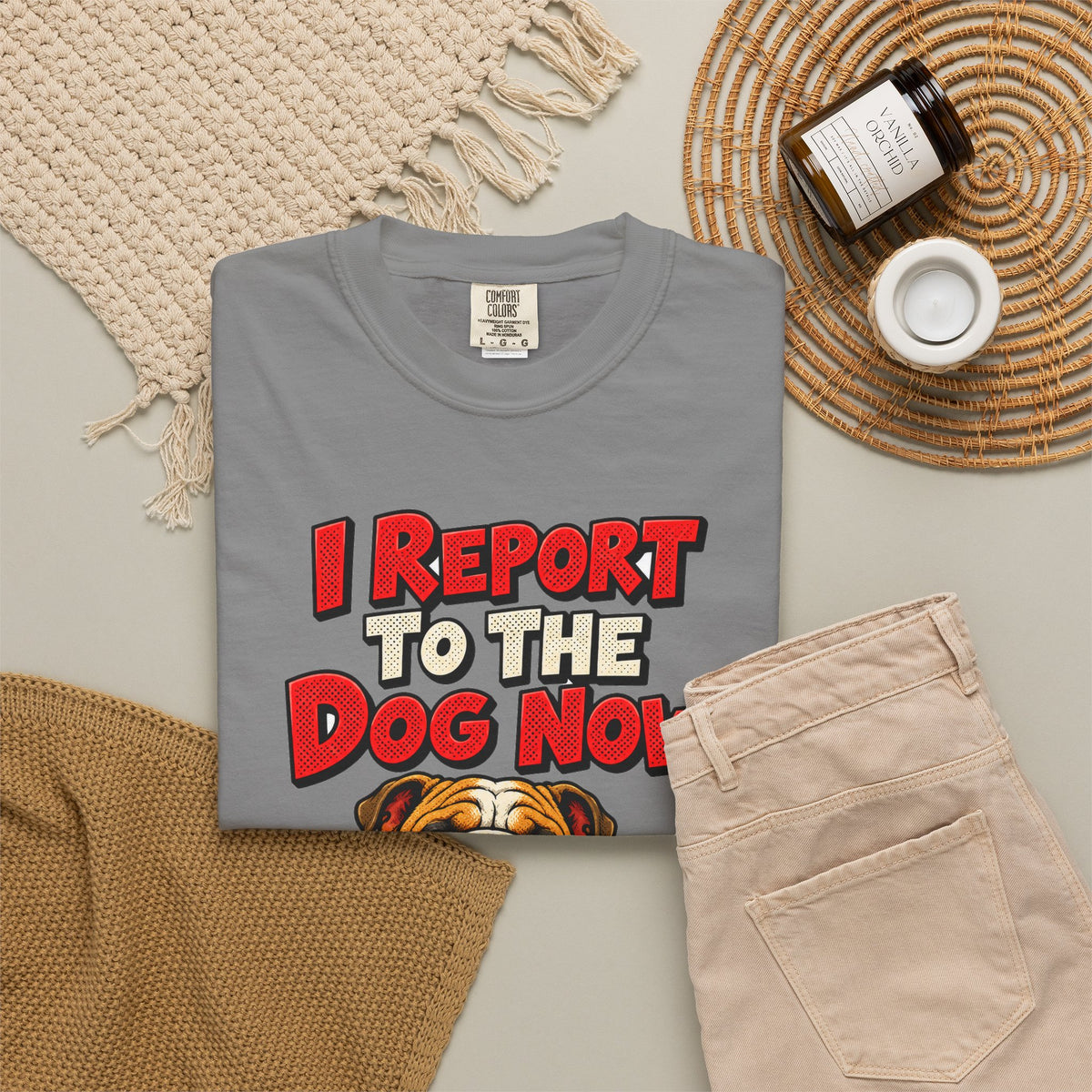 funny retirement shirt I Report To The Dog Now Shirt, Funny Retired Dog Lover Shirt, Comfort Colors