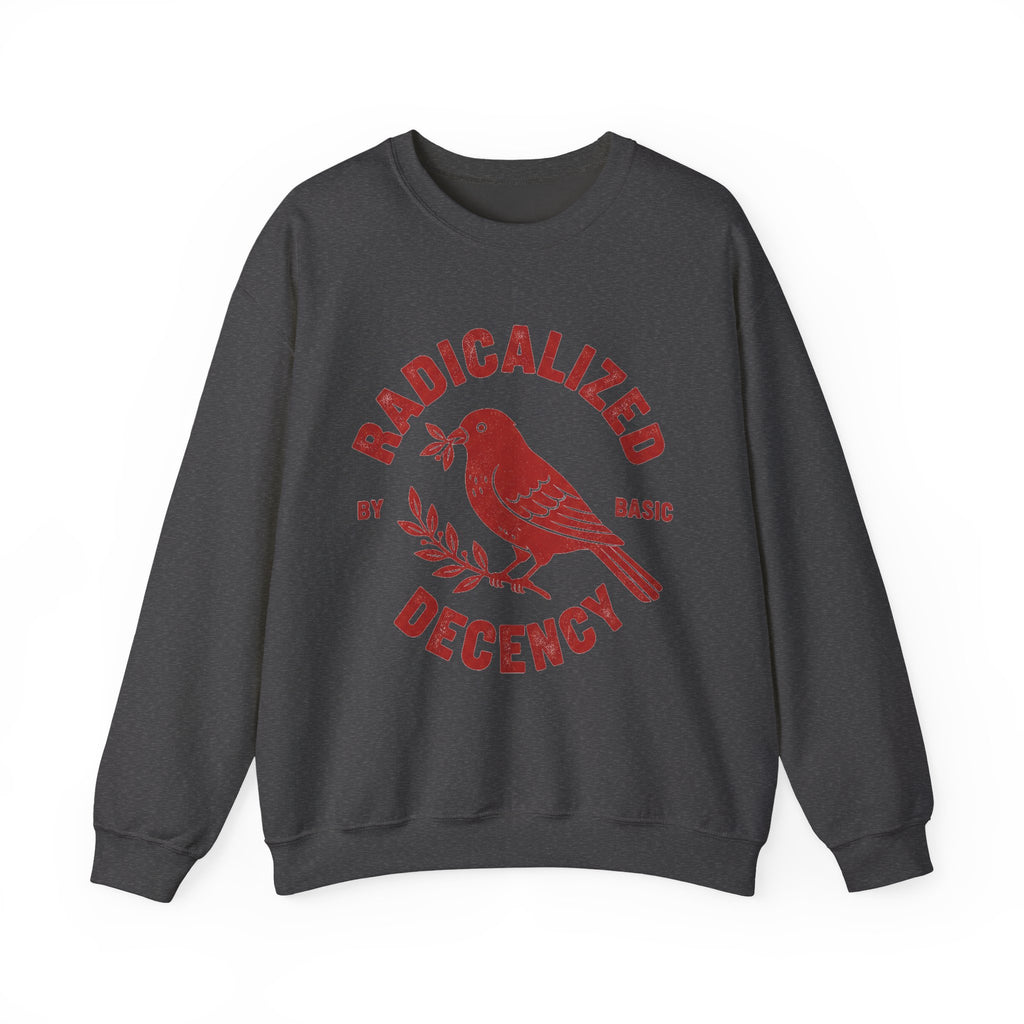 Radicalized By Basic Decency Sweatshirt, Vintage Bird Badge Political Sweatshirt, Progressive Kindness Sweatshirt, Liberal Gift, Retro Activ