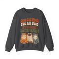 Funny Cat Sweatshirt One Cat Won't Fix All Your Problems But Three Might | Retro Cat Lover Sweatshirt | Cat Mom Gift
