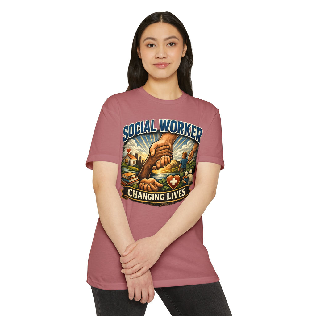 Social Worker T-Shirt — "Changing Lives" Graphic Tee for Caregivers & Advocates