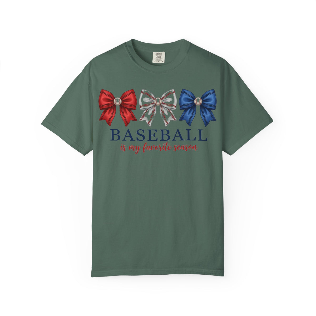 Baseball Is My Favorite Season Tee, Small Bow Trio Baseball Shirt, Coquette Sports Mom Shirt, Game Day Gift