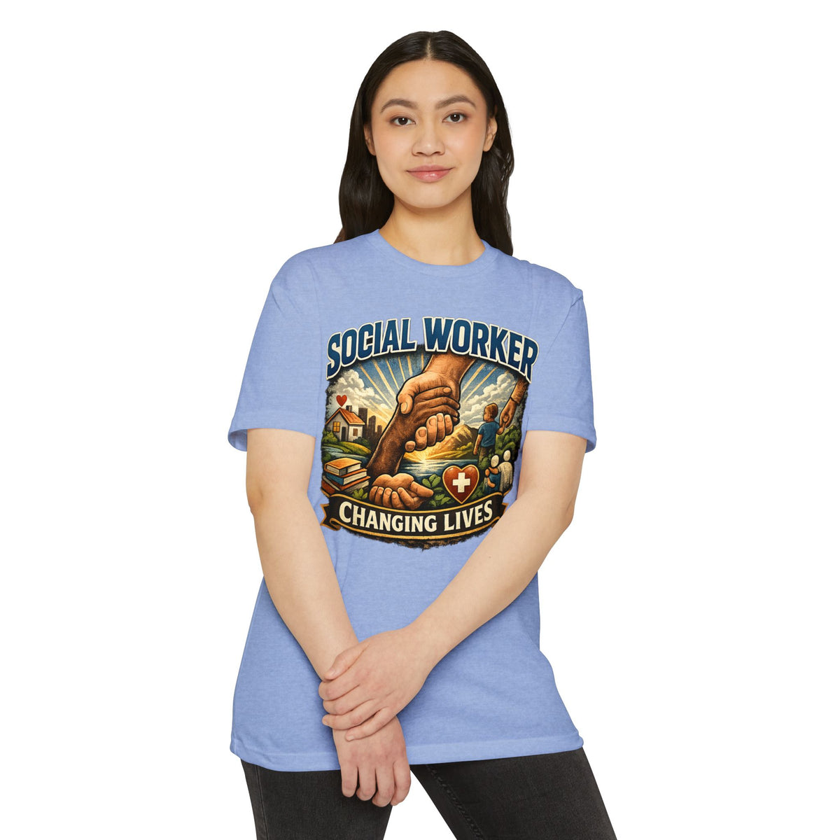 Social Worker T-Shirt — "Changing Lives" Graphic Tee for Caregivers & Advocates