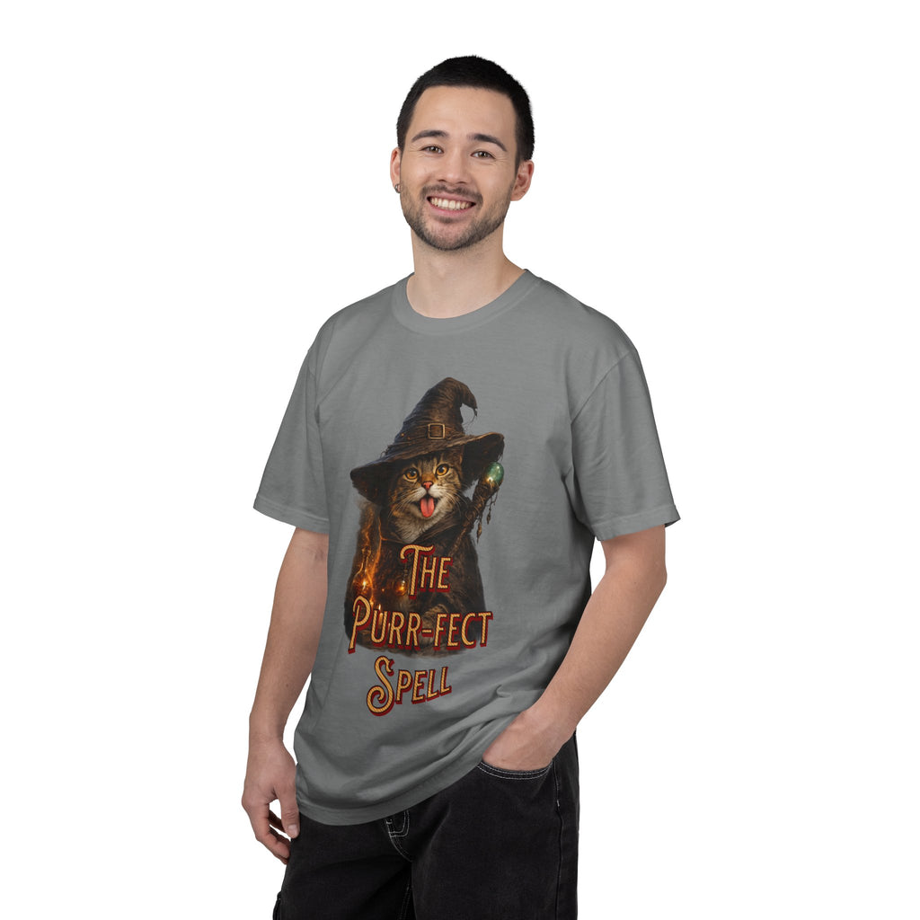 The Purr-fect Spell Shirt, Witch Cat Graphic Tee, Cat Lover Gift