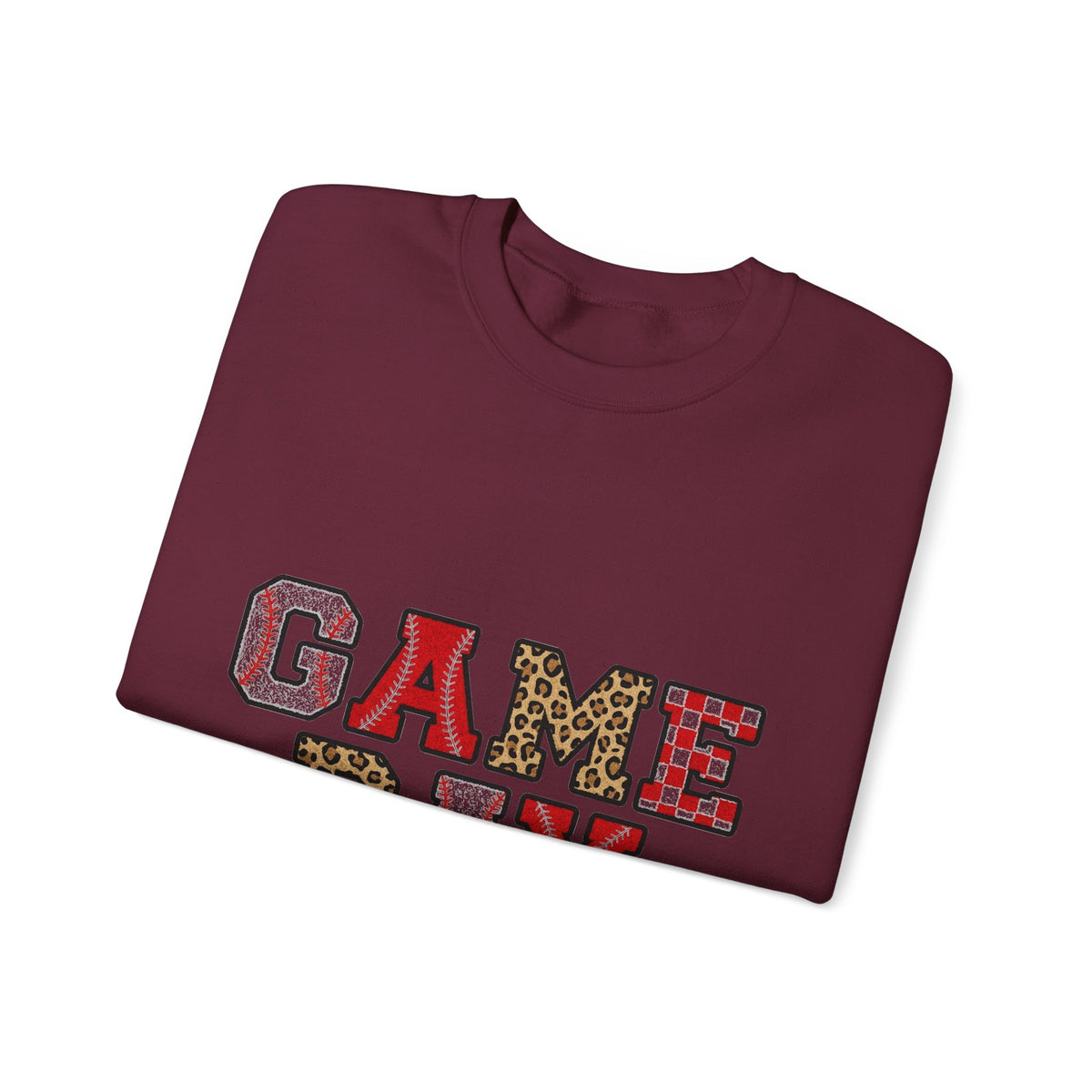 Game Day Sweatshirt, Baseball Leopard Checkered Chenille Letters Sweatshirt, Baseball Mom Sweatshirt, Softball Game Day Gift, Sports Mom Var