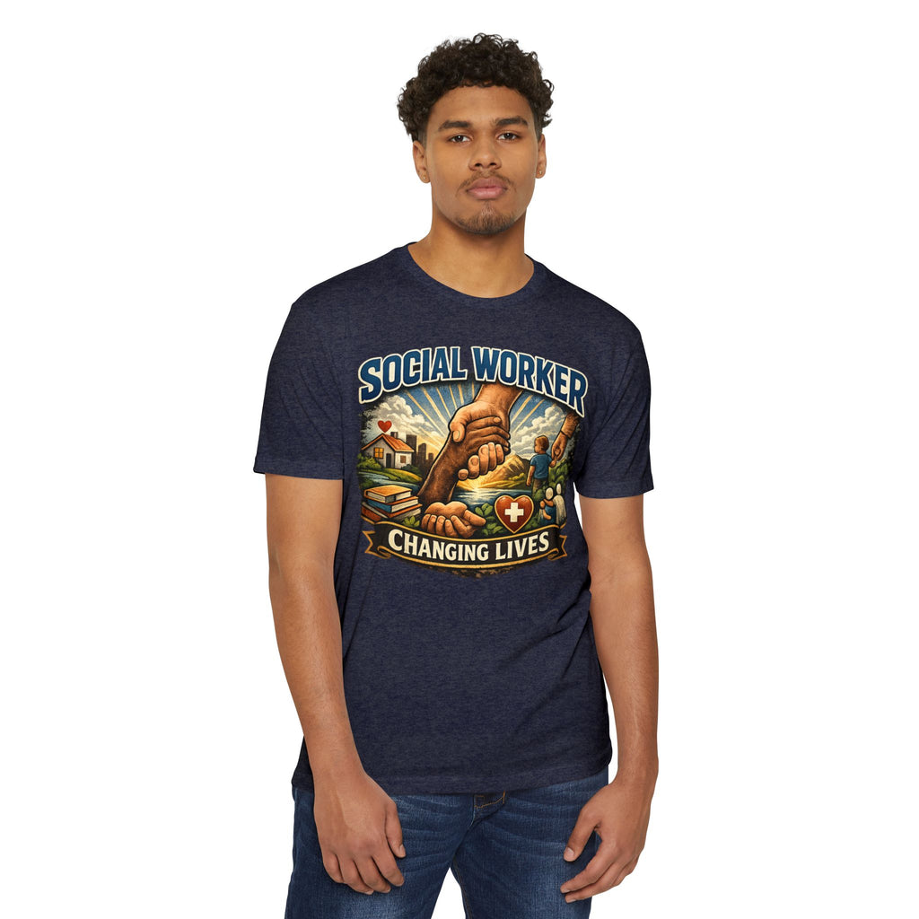 Social Worker T-Shirt — "Changing Lives" Graphic Tee for Caregivers & Advocates