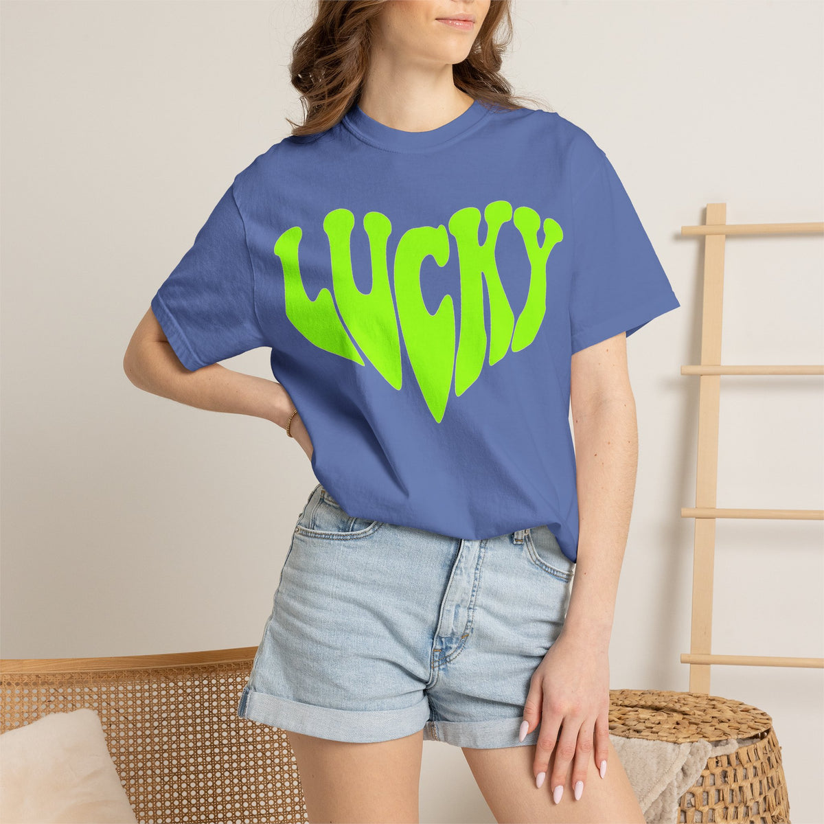 Lucky Melting Letters Shirt, Neon Green Trippy Tee, Psychedelic St Patricks Shirt, Festival Gift