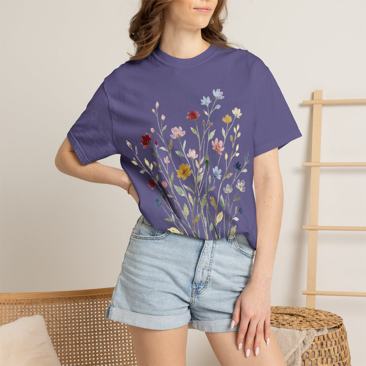 Watercolor Wildflower Spray Shirt, Painted Meadow Bouquet Tee, Cottagecore Floral Shirt, Garden Gift