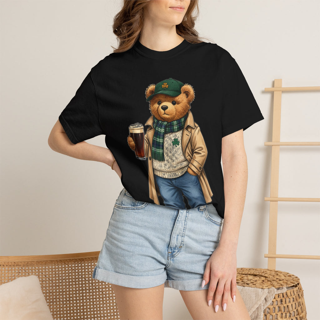 Irish Teddy Bear Trench Coat Shirt, Flat Cap Bear Stout Pint Tee, St Patricks Day Shirt, Irish Gift