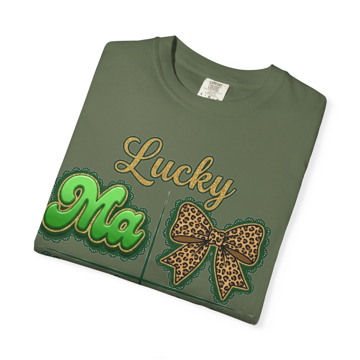 Lucky Mama Shirt, St Patricks Day Leopard Bow Tee, Green Glitter Mama Shirt, Irish Mom Gift