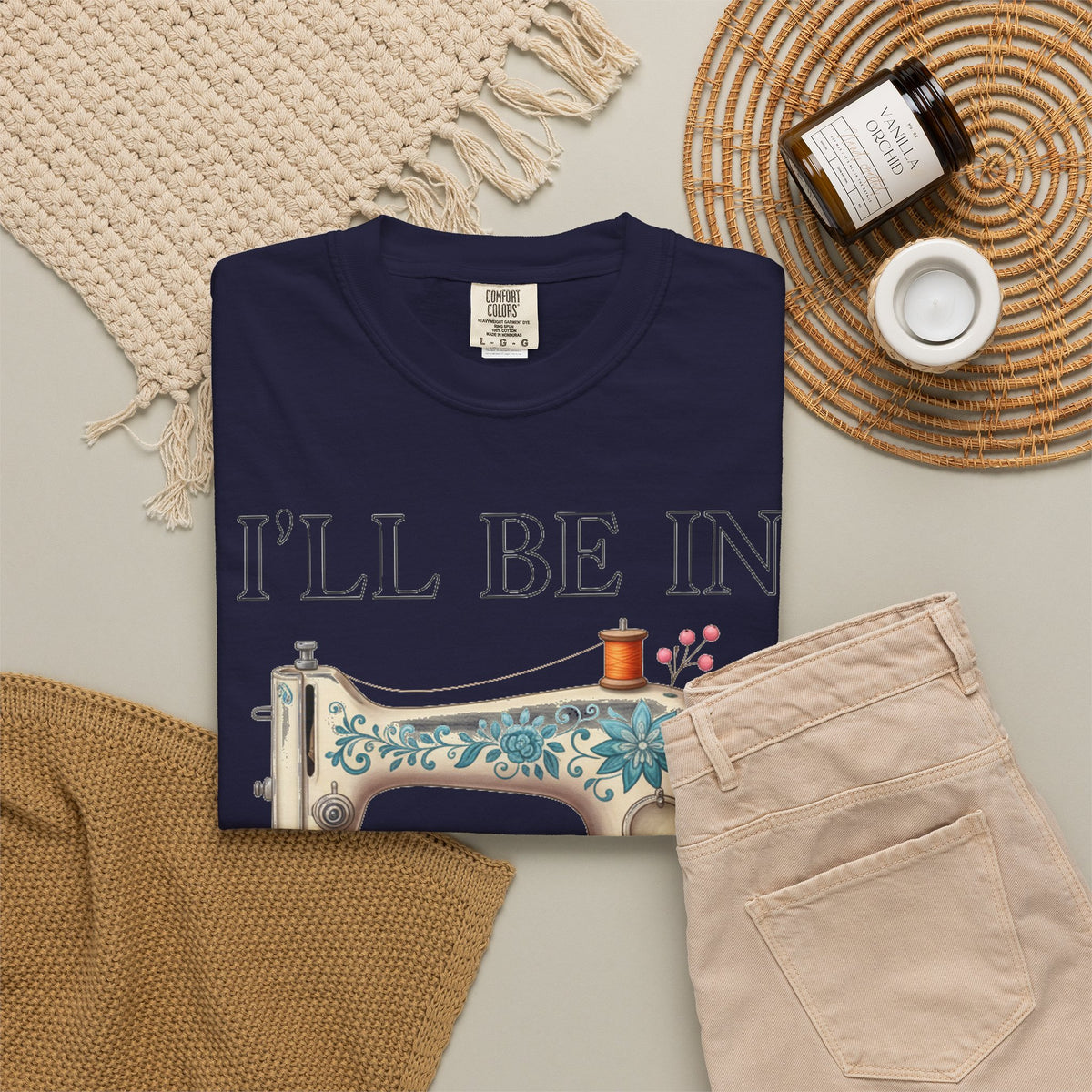 I'll Be In My Office Cream Sewing Machine Shirt, Quilter Humor Tee, Vintage Seamstress Shirt, Sewing Gift