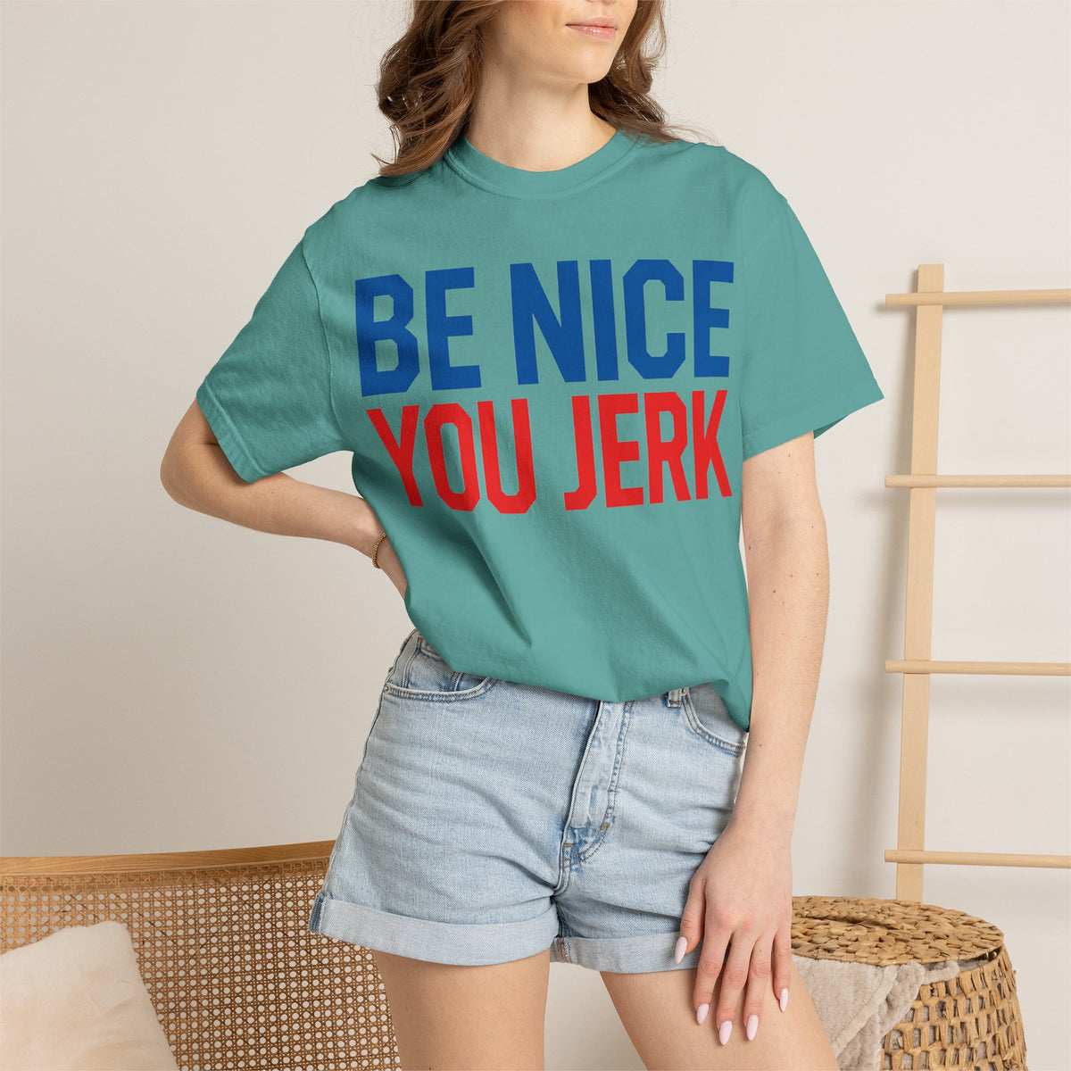 Be Nice You Jerk Shirt, Funny Sarcastic Quote Tee, Bold Retro Typography Shirt, Snarky Gift