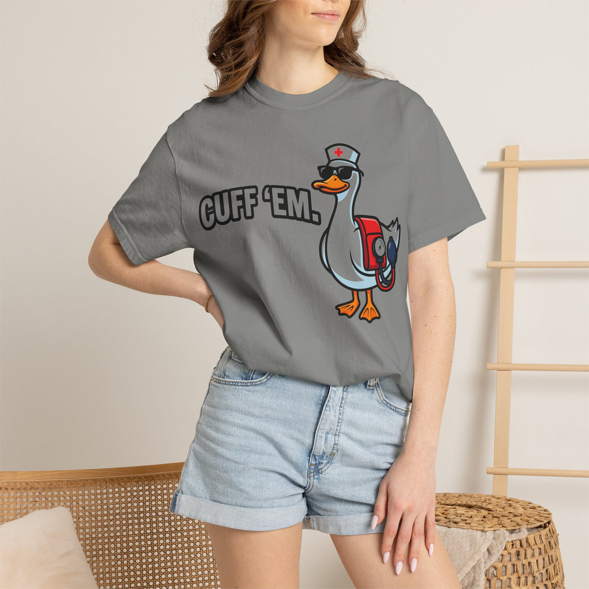 Cuff 'Em Shirt, Funny Nurse Goose Tee, Blood Pressure Cuff Nurse Shirt, Med Surg RN Gift